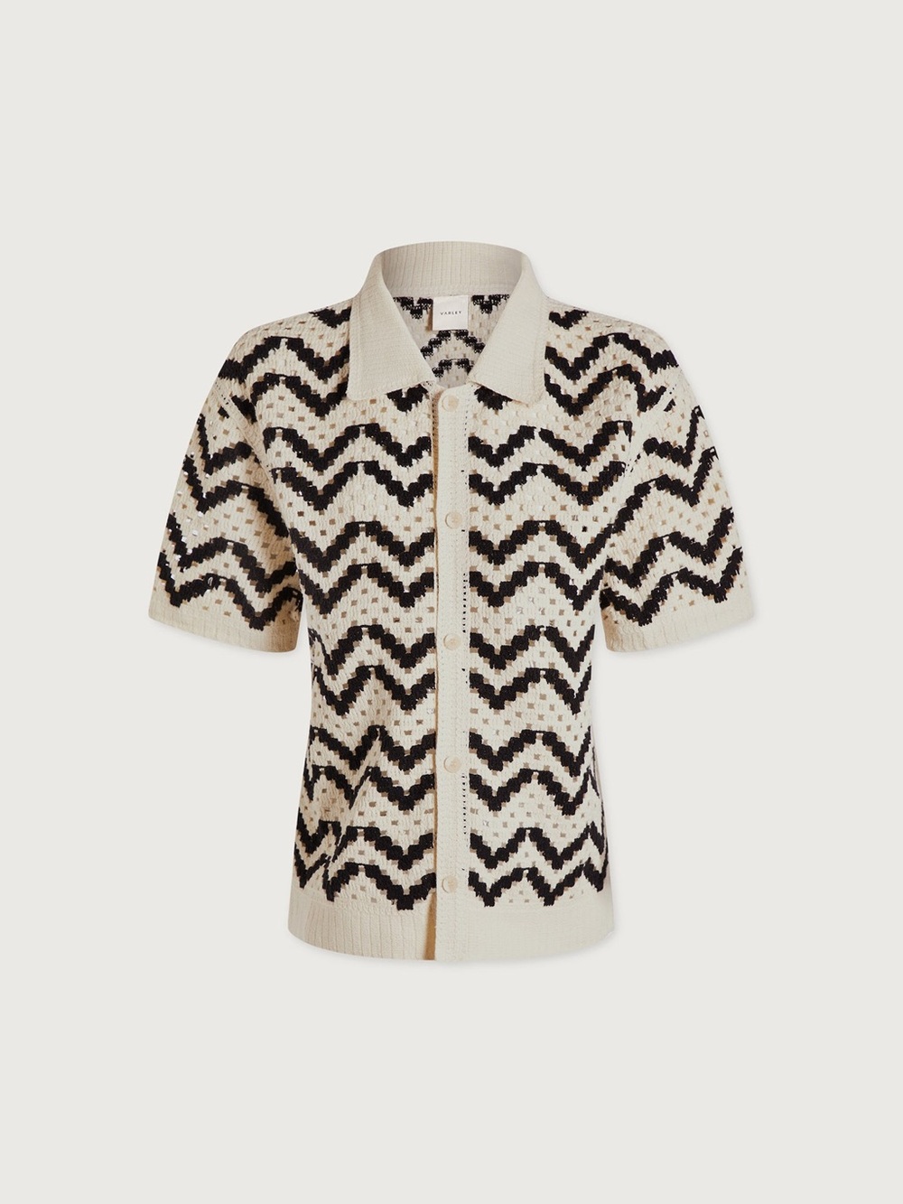 Varley Anais Crochet Polo Shirt in Birch